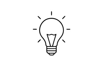 Light bulb icon on light background. Idea symbol. Electric lamp, light, innovation, solution, creative thinking, electricity. Outline, flat and colored style. Flat design. on white background.