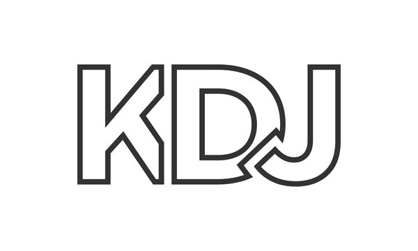 KDJ logo design template with strong and modern bold text. Initial based vector logotype featuring simple and minimal typography. Trendy company identity.