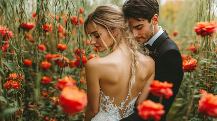 Photo of a bride and groom at a wedding