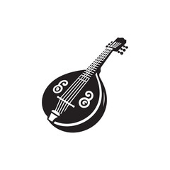 Bouzouki Silhouette - Minimalist Bouzouki Vector Art - Bouzouki Illustration.
