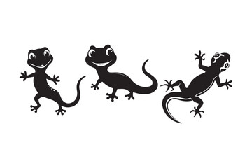 Gecko silhouette vector illustration, Gecko silhouette 