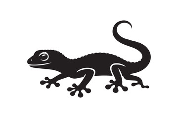 Gecko silhouette vector illustration, Gecko silhouette 