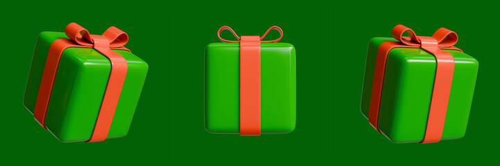 Set of Gift Box Christmas Decoration 3D Illustration Isolated