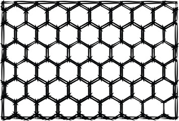 black honeycomb net mesh line on white background.