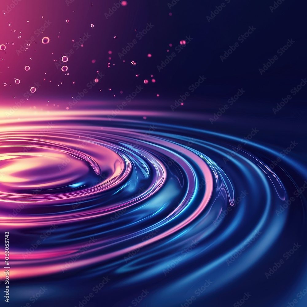 Wall mural a blue wave with purple and pink swirls