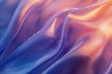 Fototapeta premium This image displays an ethereal fabric with captivating blue and pink hues, flowing waves, showcasing a dreamy and soft texture that radiates warmth and calmness.