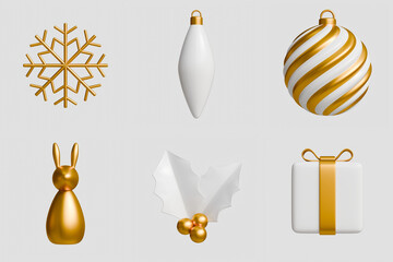 Set of Christmas Decoration 3D Illustration Isolated