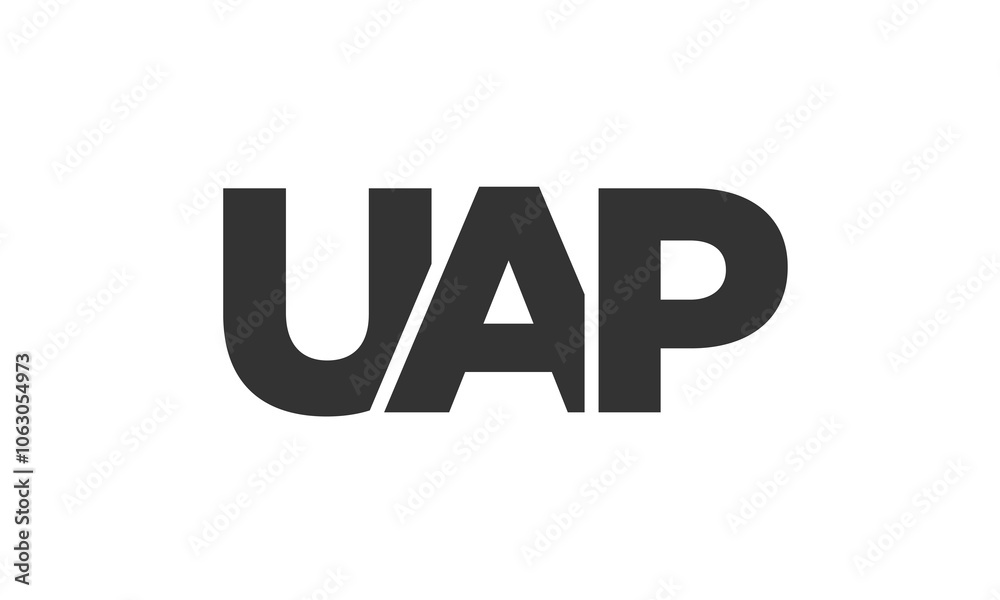 Fototapete UAP logo design template with strong and modern bold text. Initial based vector logotype featuring simple and minimal typography. Trendy company identity.