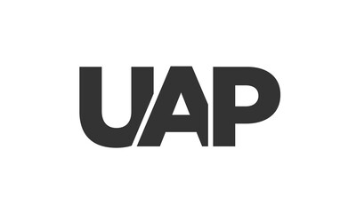 UAP logo design template with strong and modern bold text. Initial based vector logotype featuring simple and minimal typography. Trendy company identity.