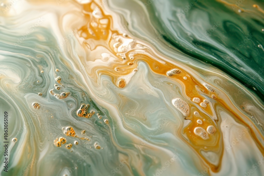 Poster soft jade green with gold swirling in an artistic texture, capturing a calm and soothing aesthetic t