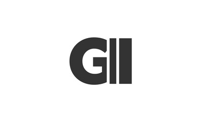 GII logo design template with strong and modern bold text. Initial based vector logotype featuring simple and minimal typography. Trendy company identity.