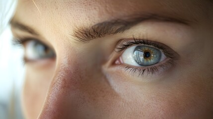 Obraz premium A Close-Up View of a Woman's Eye with a Reflection