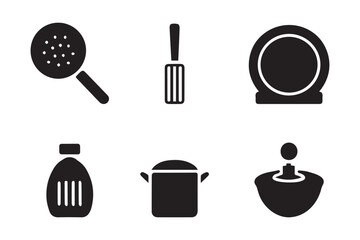 Cooking silhouette vector fill art pack for mobile app and web.