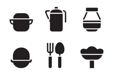 Cooking silhouette vector fill art pack for mobile app and web.