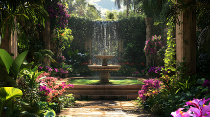 Obraz premium The Serenity of Garden Life: A Journey through Colorful Blossoms and Lush Landscapes