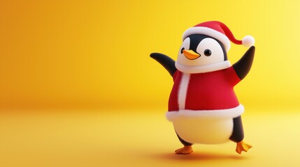 Fototapeta premium Cheerful Penguin in Santa Outfit