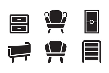 Furniture vector silhouette fill art for mobile app and web.