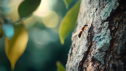 Ants climb trees to find food