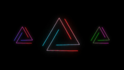 colorful Linked triangles set geometric abstract logo, vector