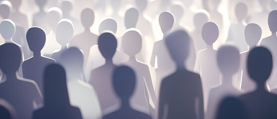 Abstract Crowd of Silhouettes in a Blurred Background