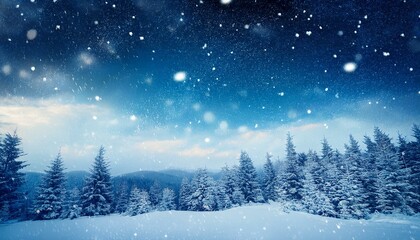 Winter christmas sky with falling snow