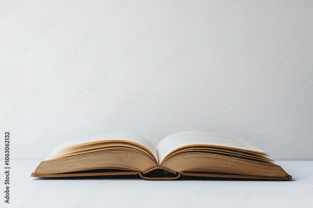 Aufkleber a hardcover book is open with its pages slightly bent, resting on a clean white background, signifyi