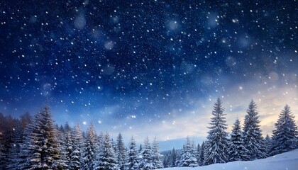 Fototapeta premium Winter christmas sky with falling snow
