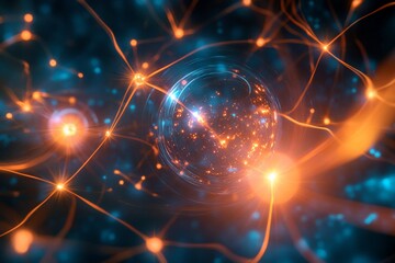 A mesmerizing cosmic sphere surrounded by intricate webs of light, representing the interconnected nature of the universe and boundless cosmic energy.