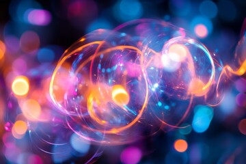 Obraz premium A mesmerizing swirl of bright colors and lively light patterns creates a dynamic and abstract visual, evoking feelings of wonder and excitement.