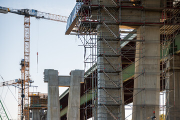 Baustelle Neubau der Rader Hochbrücke über den Nord-Ostsee-Kanal bei Rendsburg