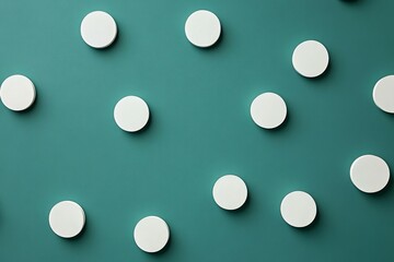 Abstract emerald green and white retro 70s overlapping shapes watercolor concept texture