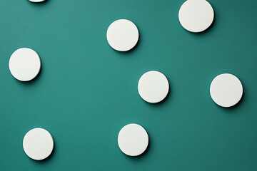 Abstract emerald green and white retro 70s overlapping shapes watercolor concept texture