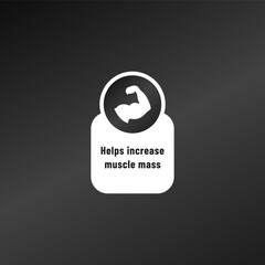 High Protein label vector helps increase muscle mass. Label for high protein product with low calorie. Rubber stamp.