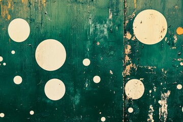 Abstract emerald green and white retro 70s overlapping shapes watercolor concept texture