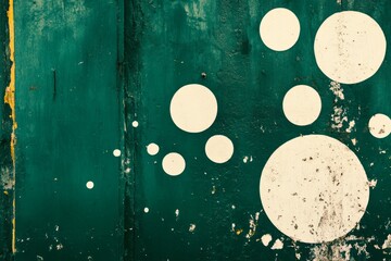 Abstract emerald green and white retro 70s overlapping shapes watercolor concept texture