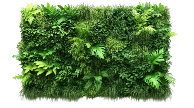 Flourishing green wall with lush plants and leaves, a natural masterpiece of vertical garden design
