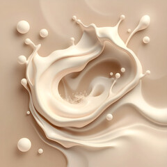 Abstract scene with a beautiful splash of flowing milk. Modern background