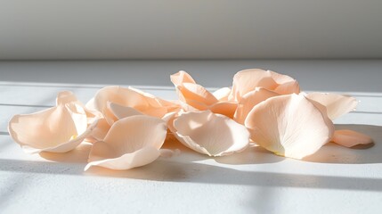 Layered rose petals, dramatic shadows, high contrast