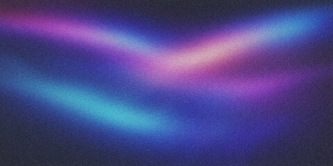 Grainy abstract blue background with rays. Noise textured banner