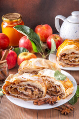 Homemade fragrant autumn apple strudel