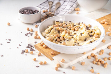 Bowl with vegan Chickpea raw Cookie dough