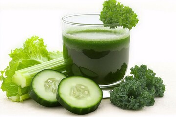 Fresh Green Juice with Kale and Cucumber