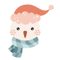 Retro groovy Christmas snowman clipart. Cute Christmas character. Hand draw vector illustration in flat style