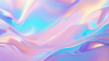 Fototapeta premium Holographic Metallic Gradient Texture: Iridescent Abstract Waves