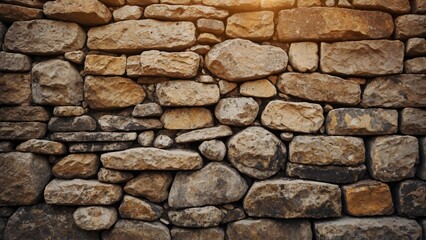 Fototapeta premium Close-up of Rustic Stone Wall with Sunlight