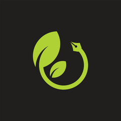 rotation organic leaf pen drawing design symbol logo vector