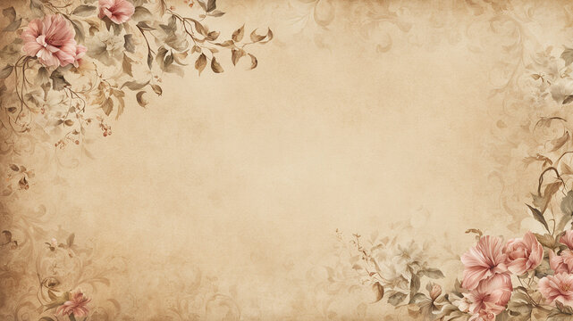 background that evokes regency romance - pink and gold floral corners