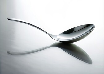Elegant Silver Spoon Silhouette on a Minimalist White Background - A Stunning Contrast for Culinary or Dining Contexts, Perfect for Stock Photography Needs