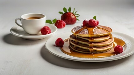 pancakes with honey and berries