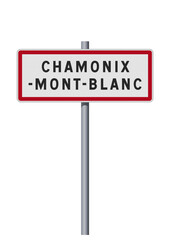 Panneau d'entrée de la commune de Chamonix Mont-Blanc (Haute-Savoie) en vectoriel